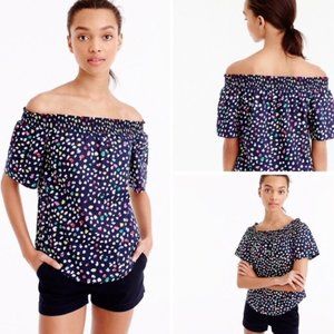 J Crew Off-The-Shoulder Top in Ratti Happy